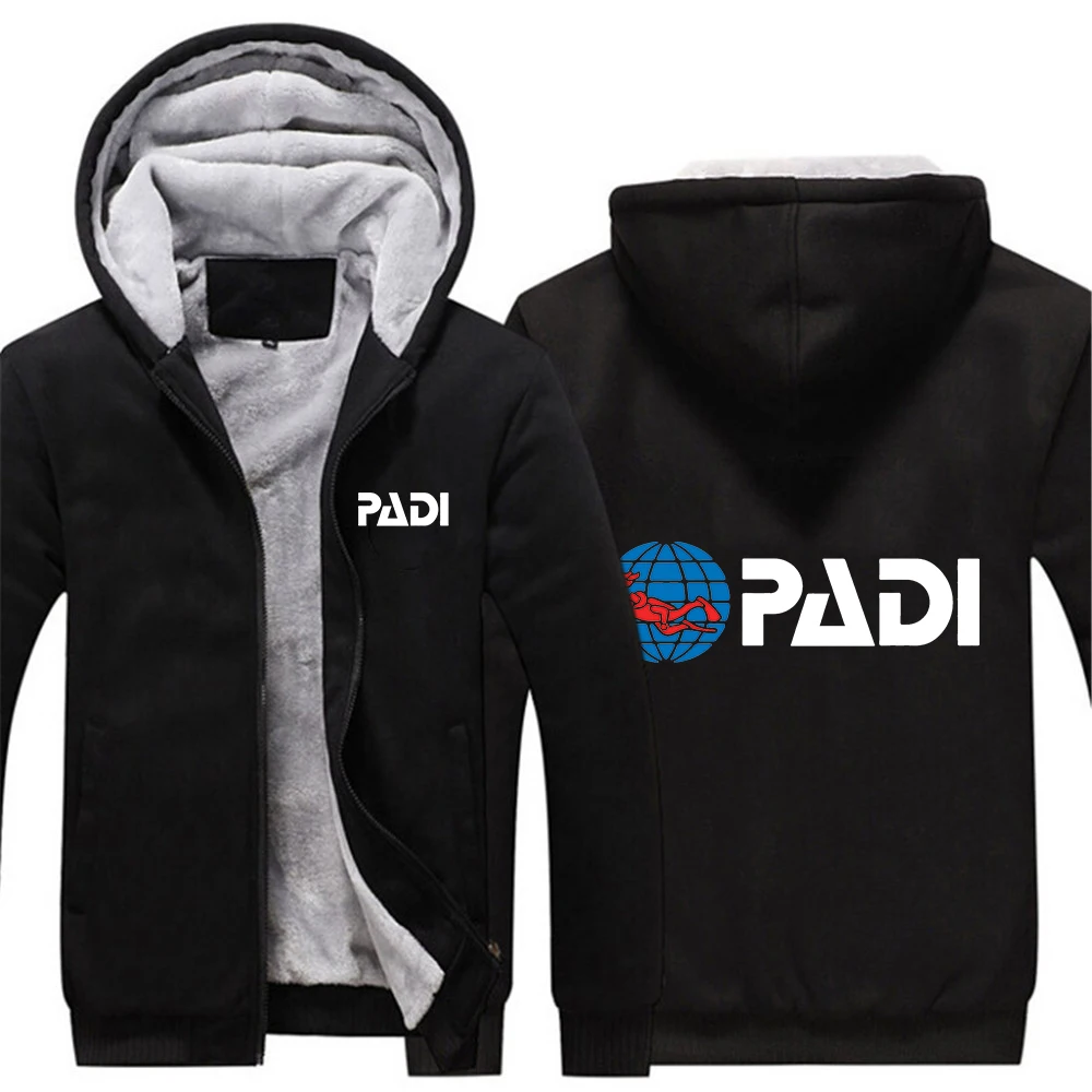 

2021 Winter Men's Scuba Driver Padi Print Design Harajuku Hip Hop Hoodies High Street Casual Sweatshirts Coats Thicken Jacket