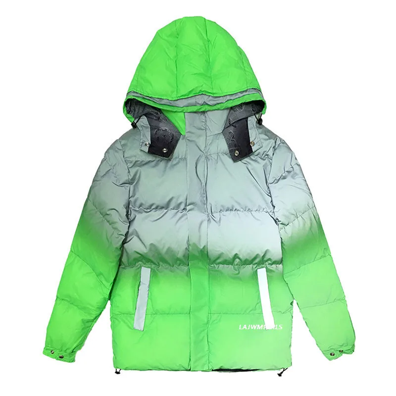 

Streetwear Gradient Color Luminous Parka Women 2021 Winter Fashion Stitching Color Hooded Parka Plus Size Patchwork Coat MY554