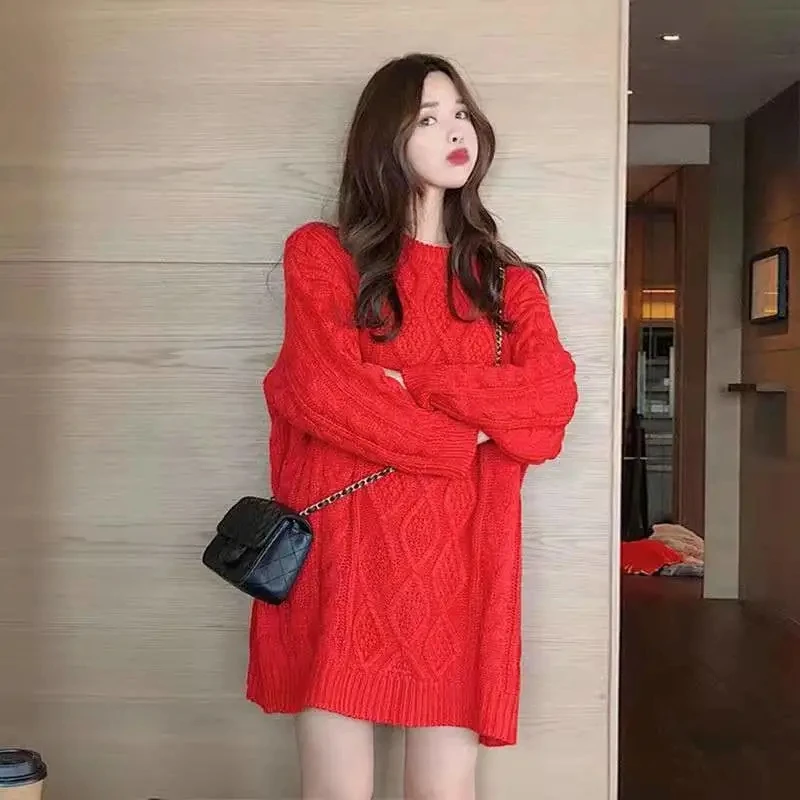 

Retro Twist Thick Sweater Women Loose 2024 Spring, Autumn Winter Lazy Wind Hedging Outer Wear Korean Version Of Tide Fashion M1