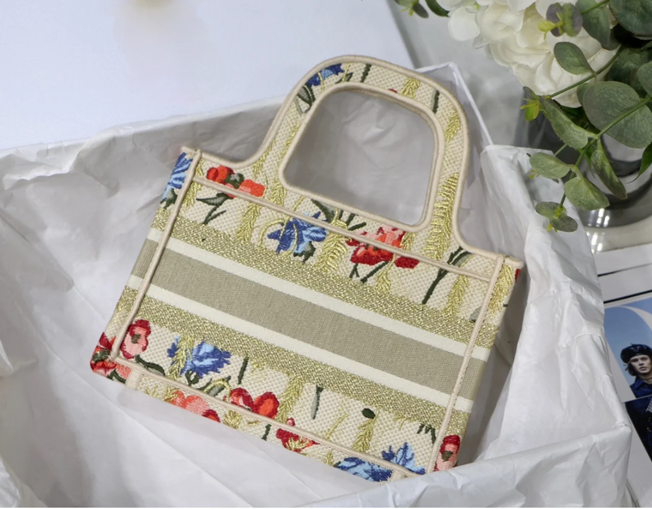 

Embroidery Book Tote Bags for Women 2021Top Designer Luxury Handbags Lady's New Fashion Purse High Quality Shopping Bag