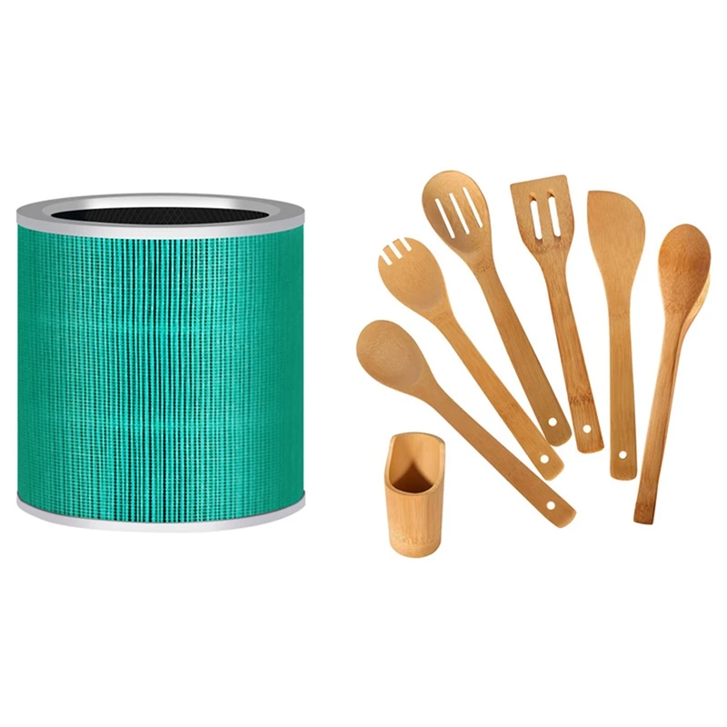 

Hot 1 Set Bamboo Cooking Utensil Set with Holder &1 Pcs Replacement HEPA Filter Fit for Dyson TP03 TP00 AM11