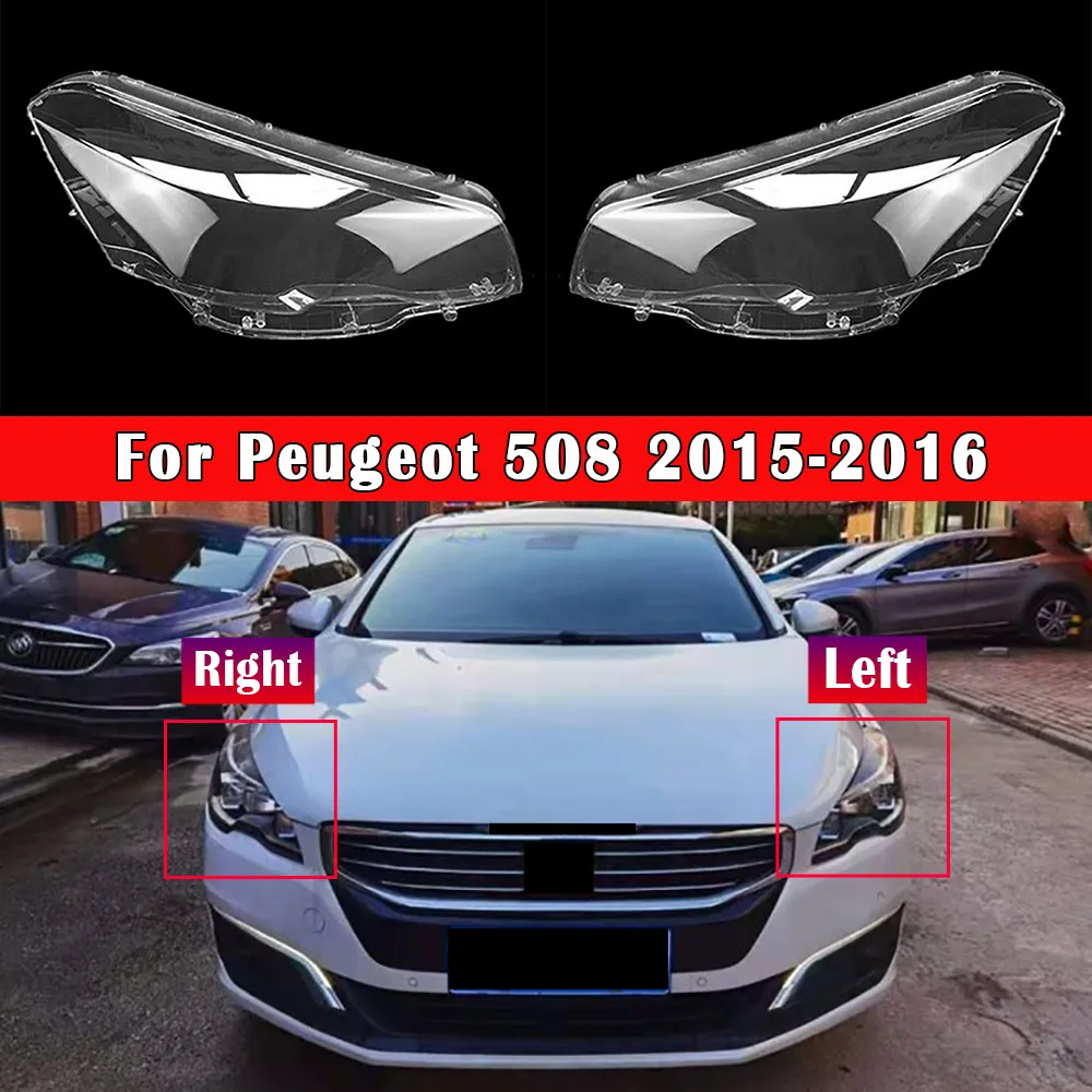Car Front Headlamp Transparent Lampshade Glass Lens Shell Case Auto Headlight Cover Light Lamp For Peugeot 508 2015 2016