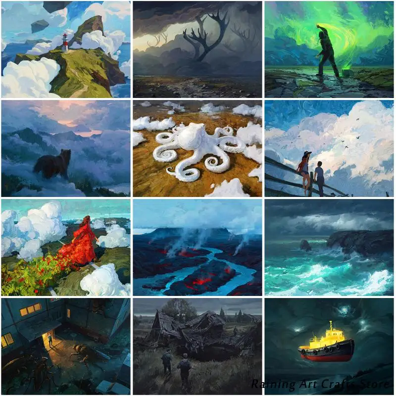 

Алмазная живопись 5D "сделай сам", пейзаж сюрреализма, полностью круглая, квадратная, вышивка крестиком, наборы для вышивки, мозаичная картин...