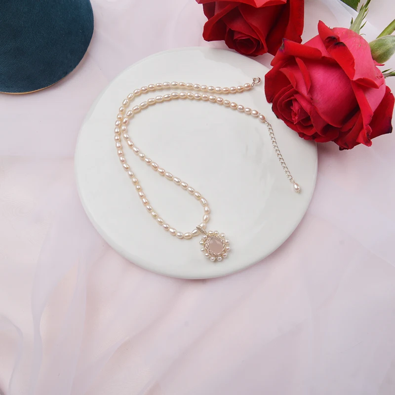 Натуральный пресноводный жемчуг ASHIQI Агатовая подвеска на ожерелье из серебра 925