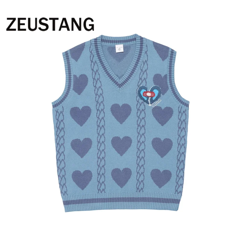 Zeustang модные свитера Harajuku уличная одежда в форме сердца клетчатый свитер хип-хоп Свободная верхняя одежда повседневная мужская Верхняя одеж...