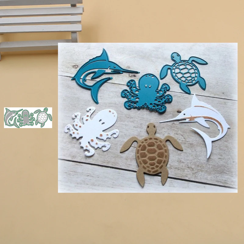 Металлические штампы Lucky богиня ремесло черепаха Осьминог и Дельфин Скрапбукинг