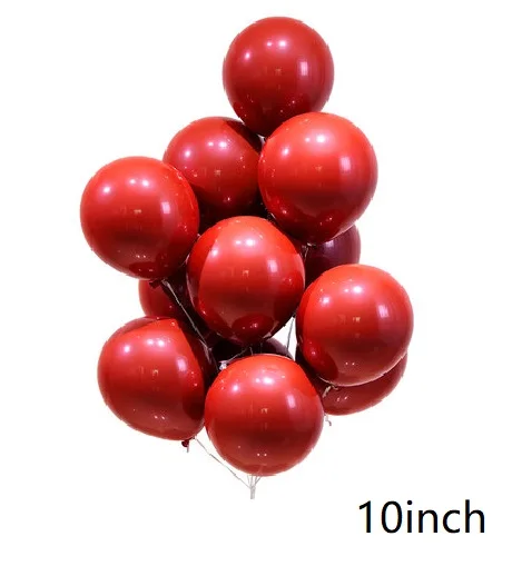 10inch 10pcs red 18 дюймов красный металлик сердце рубиновый Агат красный шар Свадьба комната День Святого Валентина украшения дата 10 ''красный гранат красный шар Вечерние - Цвет: 10inch 10pcs red