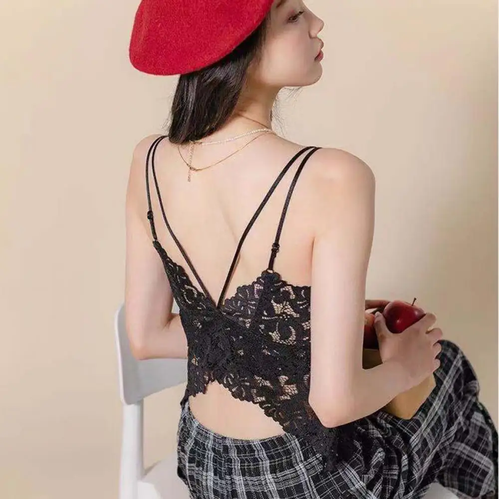 

Women Sexy Crop Tops Bra Tube Top Butterfly Lace Camisole Bottoming Chest Wrapped Lingerie Bra Crop Camis Tee Top Basic Tank