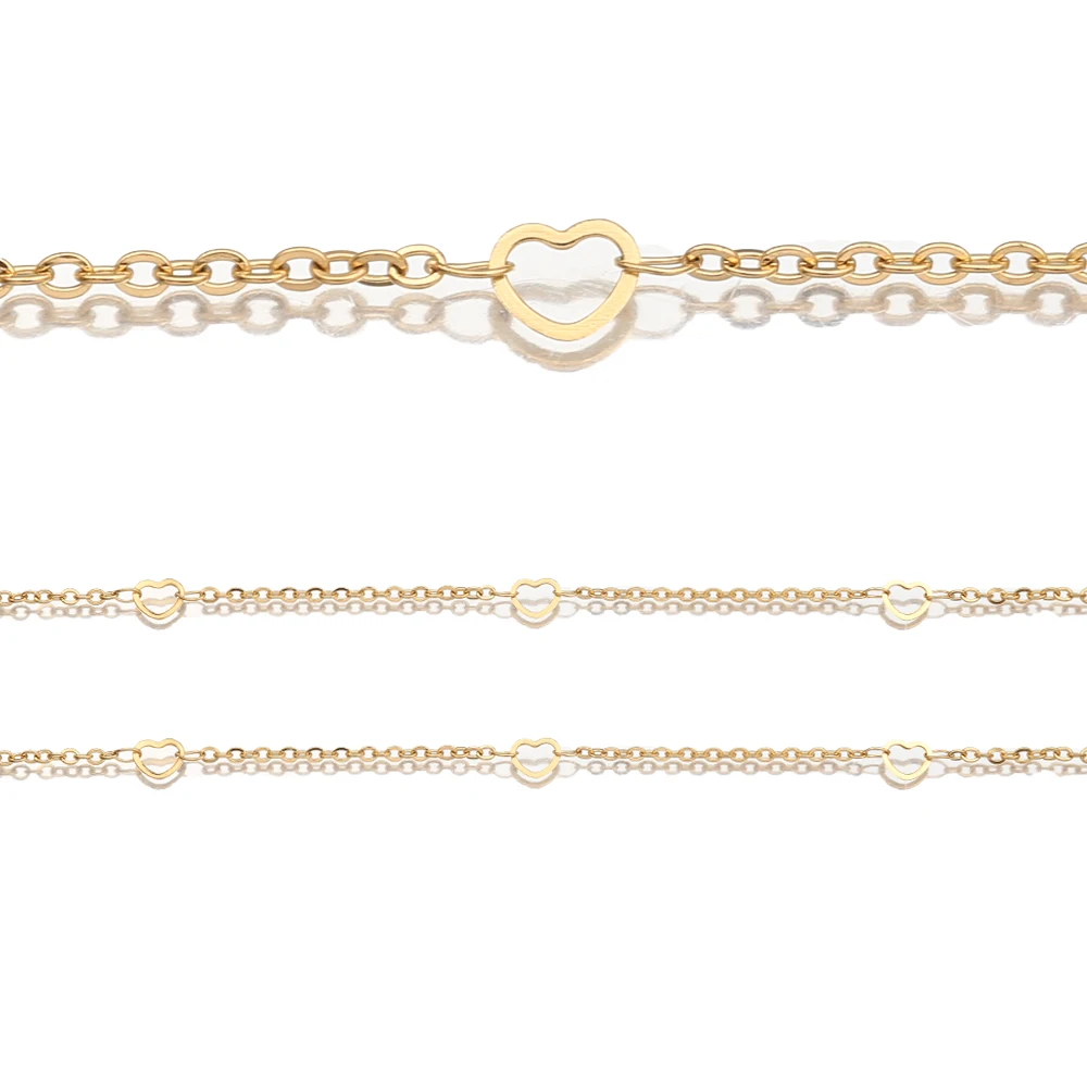 

2Meters Stainless Steel Hollow Heart Link Chain Gold Plated Bilk Cable Chain Supplies for DIY Necklaces Bracelets Jewelry Making