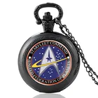Черный классический Звездный Флот командное стекло кабошон кварцевые карманные часы винтажные мужские женские часы с подвеской ожерелье Подарки