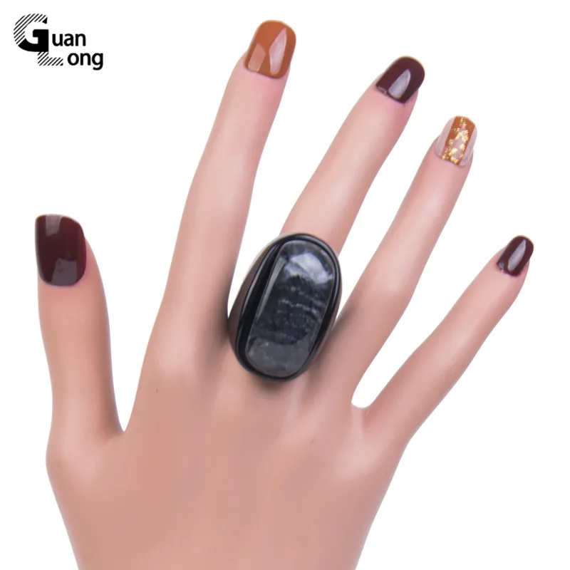

GuanLong Beautiful Wedding/Engagement Rings for Women Jewelry Large Black/Finger Rings for Girls Big Simple Punk Ring Female