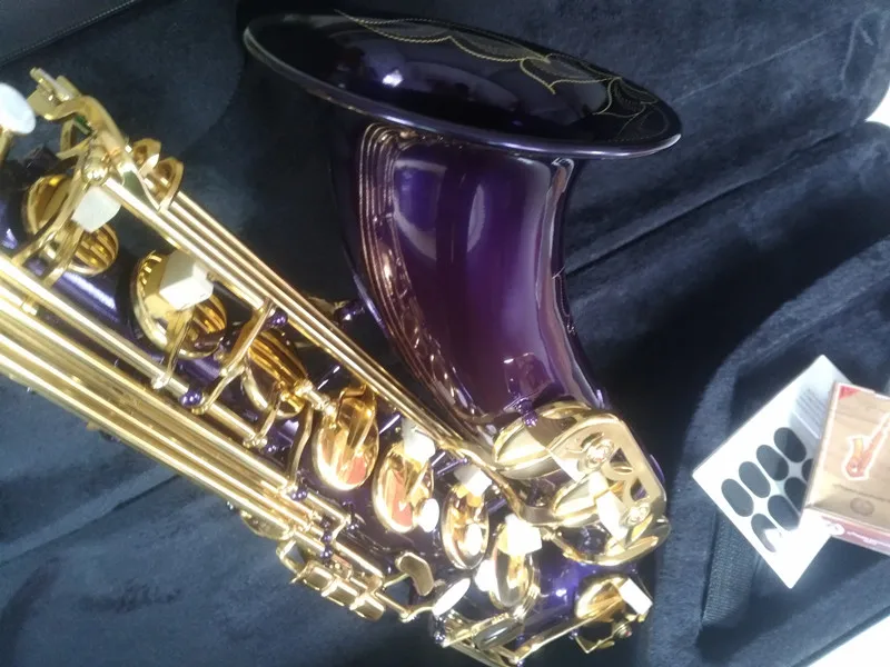 

New Listing Tenor Saxophone Purple Color Gold Keys Sax Tenor Mouthpiece Ligature Reeds Neck Musical Instrument With Canvas Case