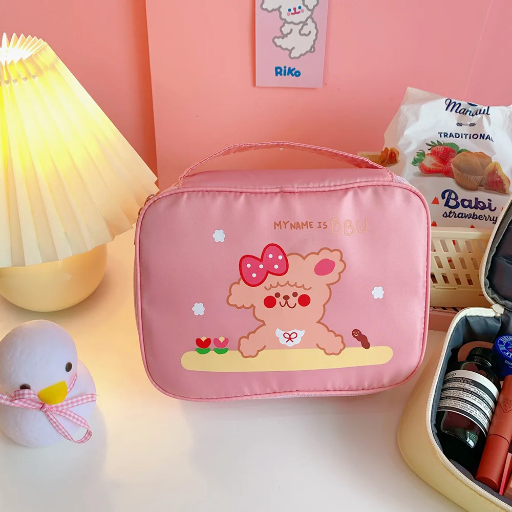 

Cute Cartoon Dog Makeup Bag Large Capacity Square Cosmetic Bag Organizer Toiletries Square Storage Bag Box