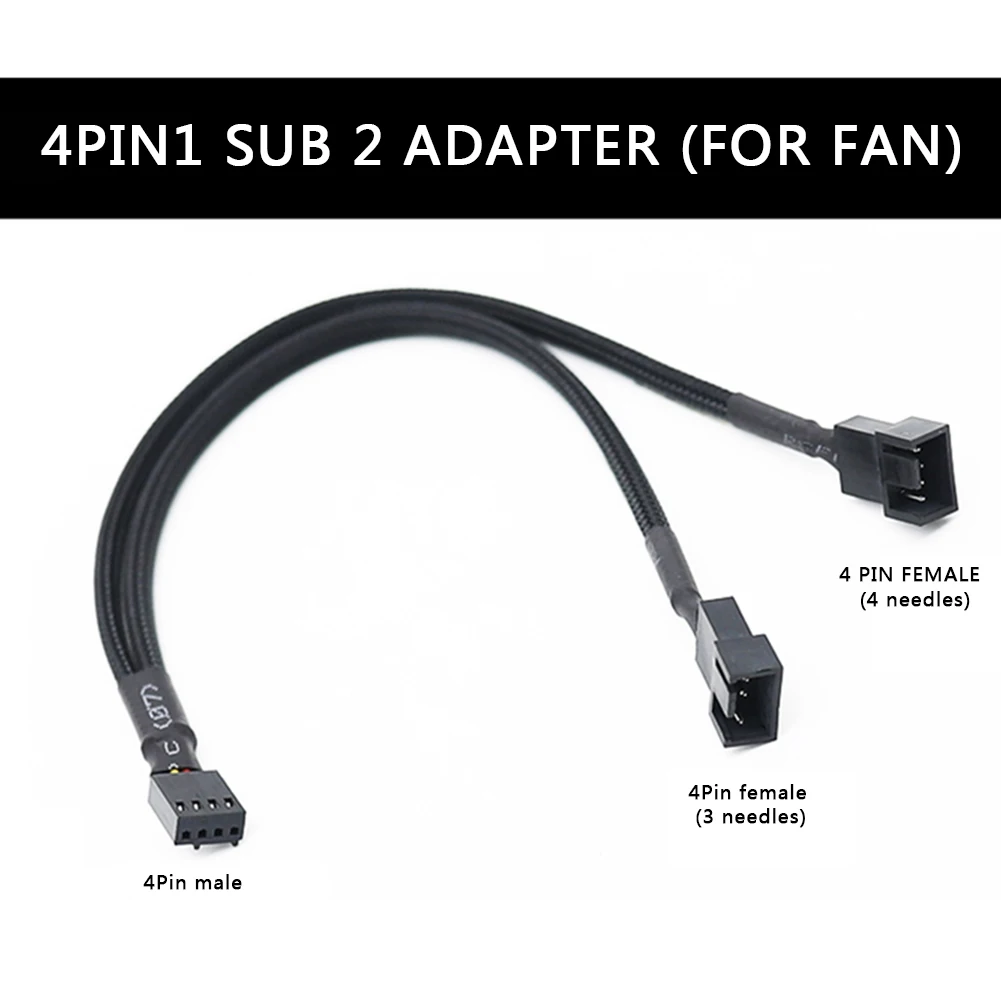 

4 Pin Y Splitter Cable 4 Pin PWM Female to 3/4 Pin Motherboard CPU Fan PC Case Fan Extension Adapter Cable Fan Cooling Accessory