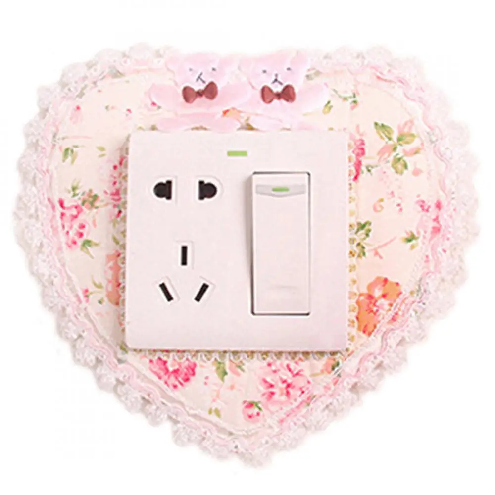 

Household Flower Fabrics Lace Love Switch Dustproof Cover Socket Wall Decoration