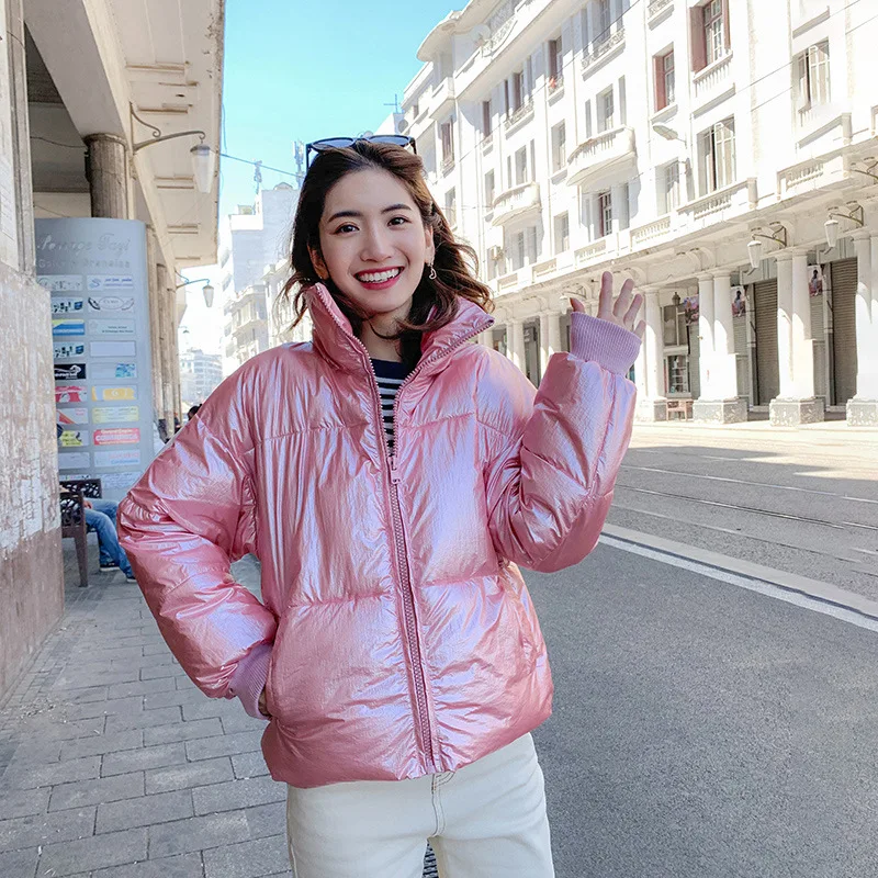 Новая блестящая женская Куртка парка 2019 зимняя куртка модная ветрозащитная
