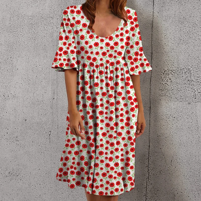 

Casual Floral Print Summer Dress Boho Short Sleeve Woman Dress Female Loose Ruffles Mini Dresses For Women 2021 Robe Femme