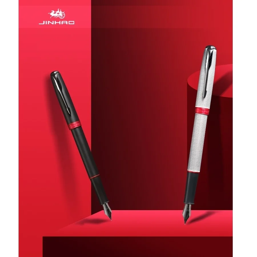 Фото Перьевая ручка Jinhao [Defiant] медный бочонок красного и черного цвета зажим для стрел