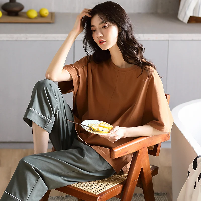 Асимметричный женский пижамный комплект с уникальным дизайном Хлопковая пижама