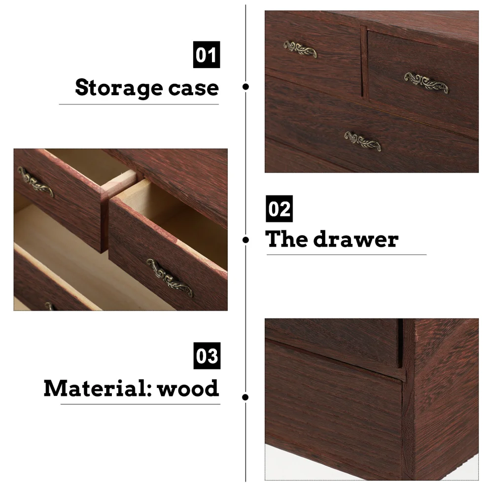 

1pc Large Capacity Storage Box Multilayer Storage Container Retro Storage Case