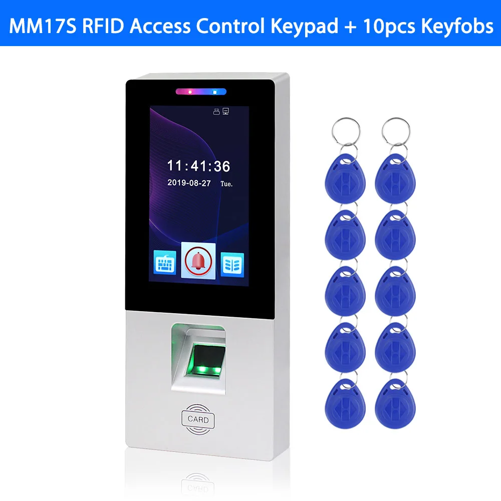 MM17S with Keys 4,3 дюймов цветной сенсорный экран Клавиатура контроля доступа RFID карта клавиатура отпечатков пальцев биометрика время посещаемости для двери замки системы - Цвет: MM17S with Keys