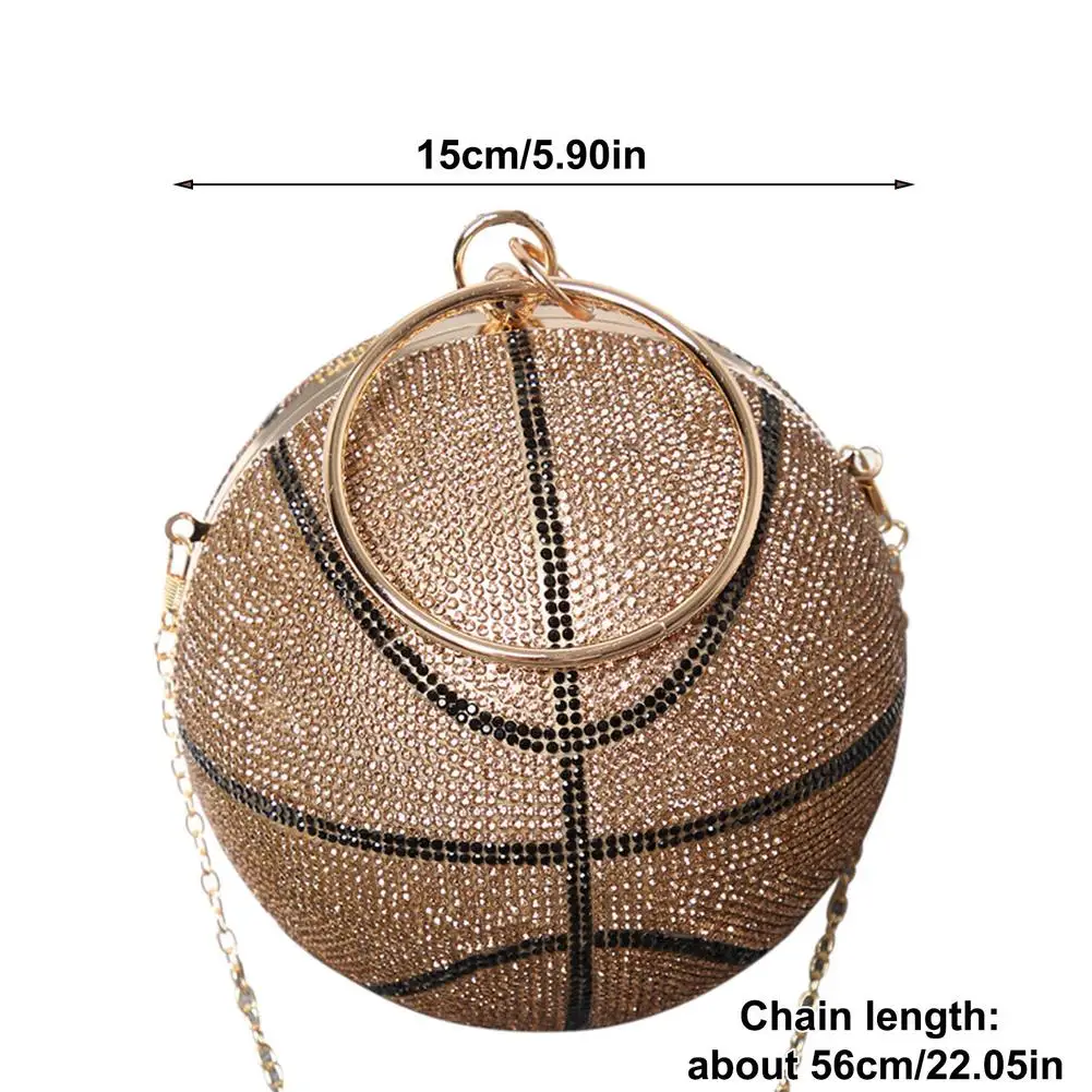 

Diamond-studded Basketball Dinner Bag For Ladies Shoulder Bag Basketball Rhinestone Lady Party Crossbody Shoulder