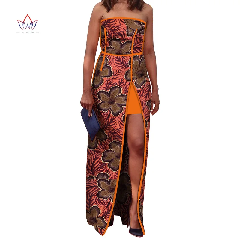 

wholesale African Dresses for Women Dashiki Elegant Party Strapless Dress sleeveless Traditional wear for women wy4165
