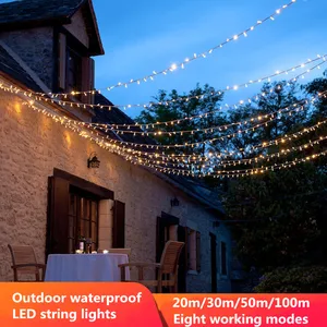 Светодиодная гирлянда на рождественскую ель, уличная Водонепроницаемая LED лента для украшения дома, сада, свадьбы, вечеринки, праздника, 203050 м