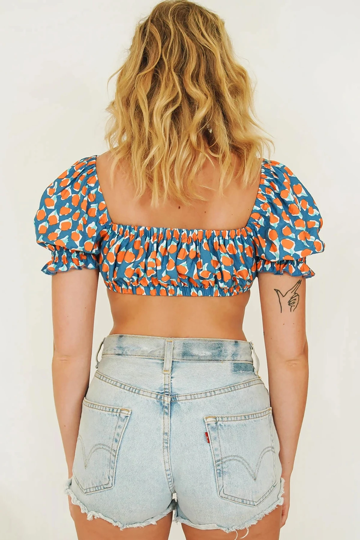 

European and American style women's ice cream printed top ultra short lace-up low cut crop-top short sleeve T-shirt summer