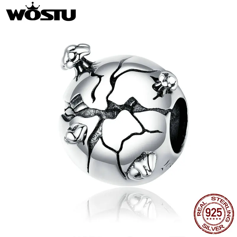 Wostu 925 пробы серебро защита подвеска Земля пробка подходит для оригинального