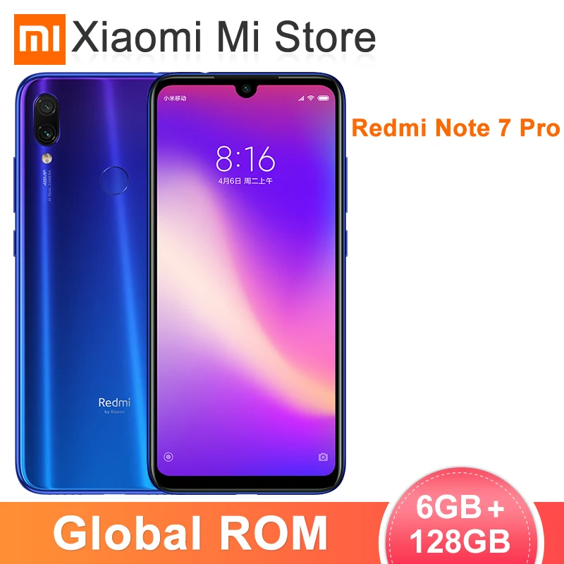 Xiaomi Redmi Note 7 Pro смартфон с восьмиядерным процессором Snapdragon 675 ОЗУ 6 ГБ ПЗУ 128 48 Мп + 5