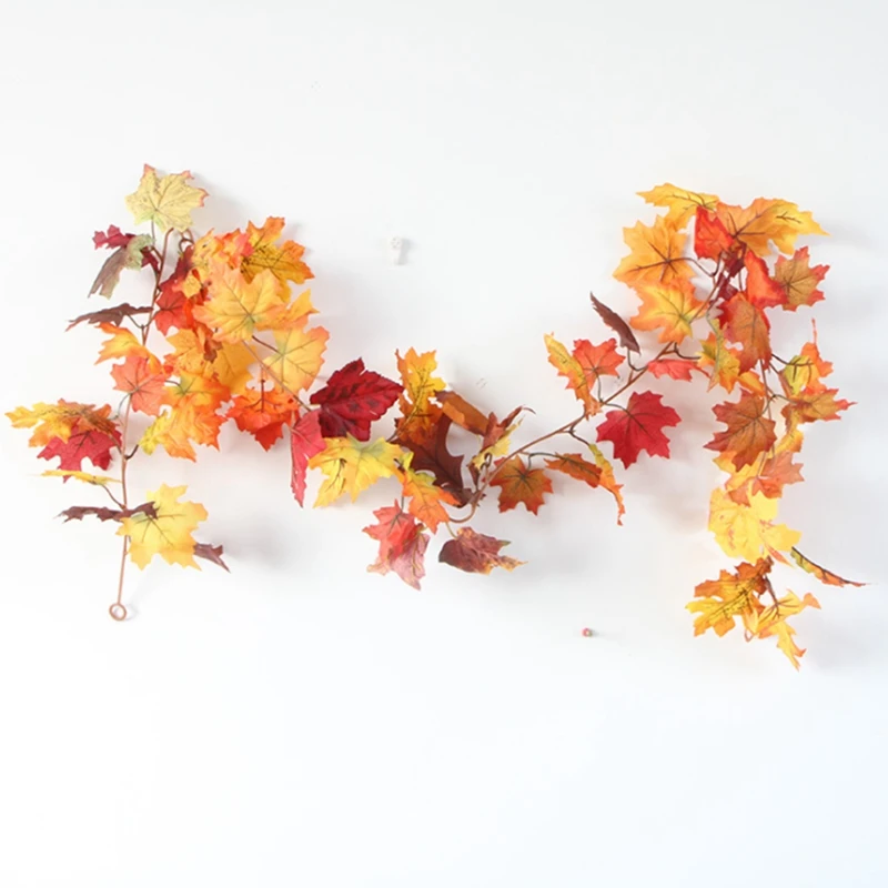 

Halloween Simulation Rattan Autumn Maple Leaf Rattan Thanksgiving Decorations Home Decoration Accessories