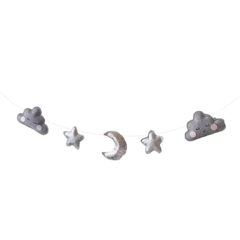 Детская комната фетровое облако звезда Луна гирлянды веревка настенные