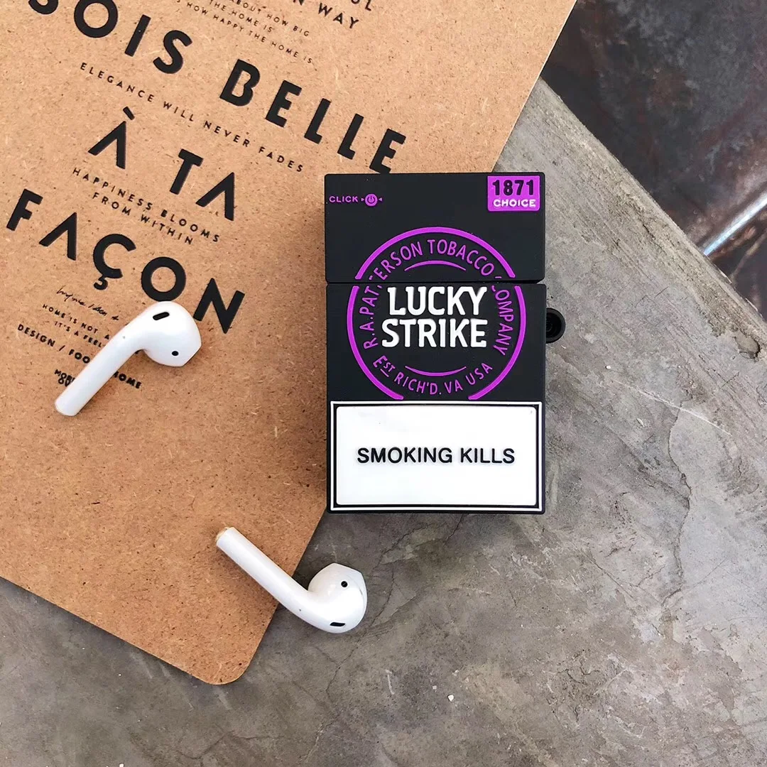 Модный чехол для сигарет lucky защитный наушников Apple Airpods 1 2 Bluetooth беспроводная