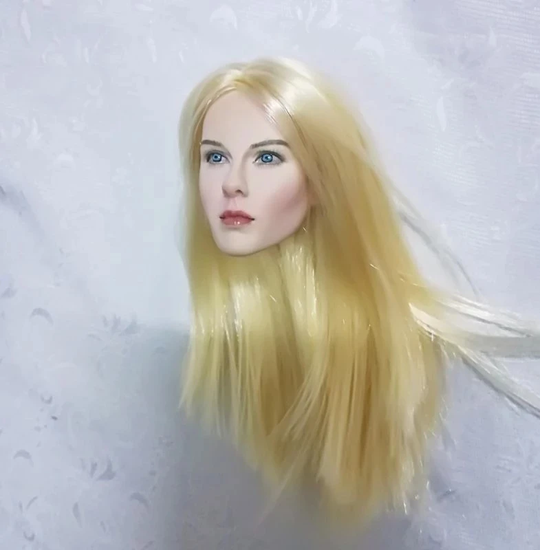 

1/6 в европейском и американском стиле, комплект детской одежды Красота головка Скульптура женщина леди блондинка длинные волосы с голубыми ...