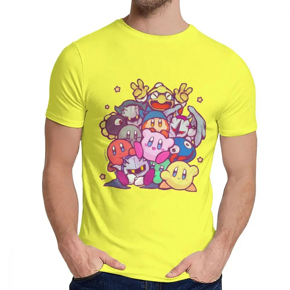 Стильная семейная футболка Kirby Group для мужчин, хипстер, натуральный хлопок, Camiseta, S-6XL - Color: Yellow