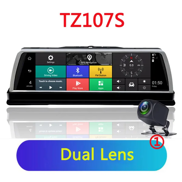 WHEXUNE 4 Channel Android 5.1 WIFI Car DVR Camera 4G 10" IPS ADAS GPS Navigation Dash Cam FHD 1080P Video Recorder - Название цвета: TZ107S
