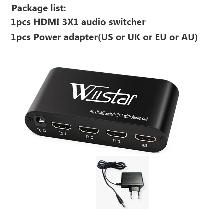 Wiistar HDMI цифровой аудио декодер HDMI в HDMI/VGA/SPDIF/5,1 объемный звук конвертер адаптер - Цвет: no remote