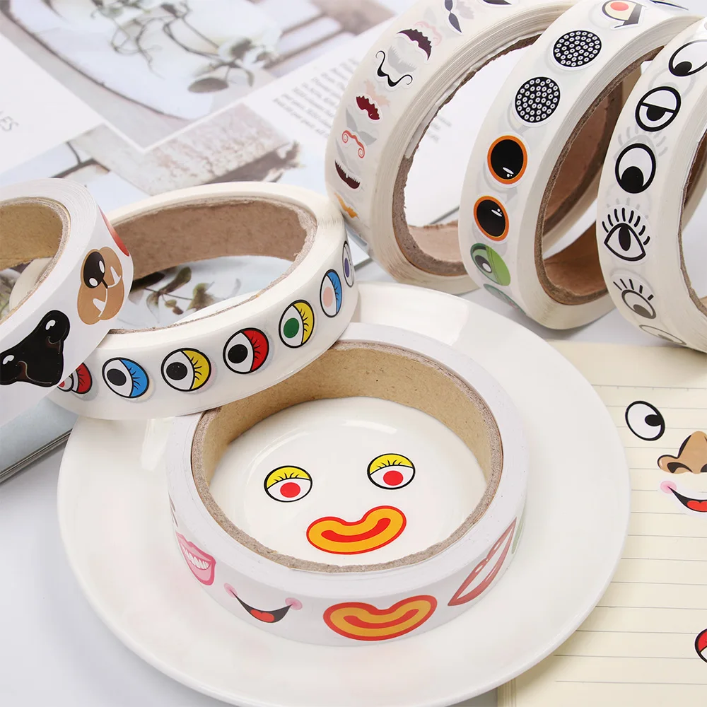 1 рулон мультяшных животных глаза нос рот DIY наклейки детские развивающие игрушки