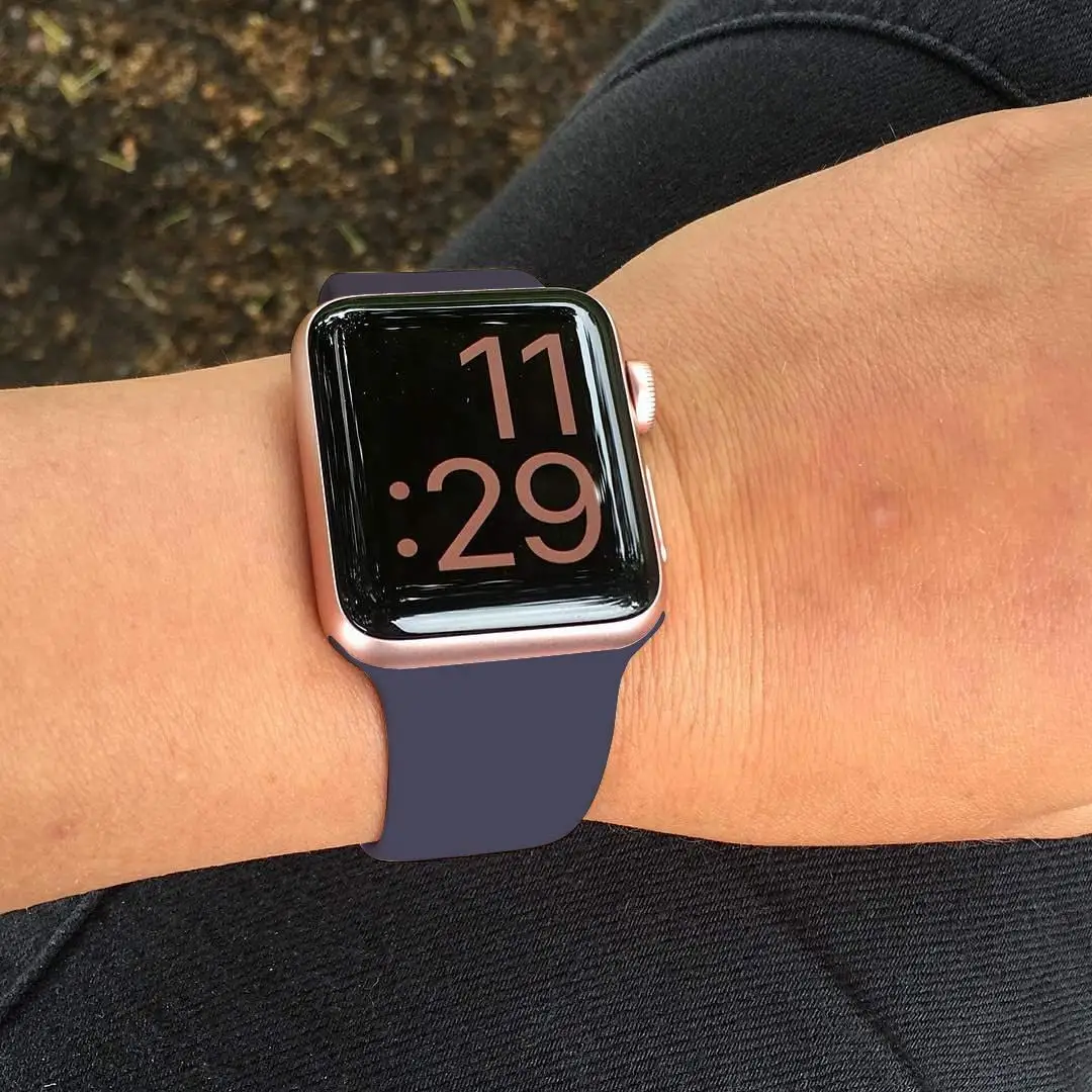 Спортивный мягкий силиконовый ремешок для Apple Watch, ремешок 44 мм, 40 мм, серия 5, 4, браслет для часов iWatch, ремешок 38 мм, 42 мм, 3, 2, 1, аксессуары