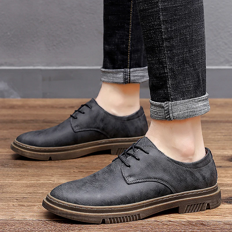 

Мужские кожаные кроссовки, повседневная обувь на шнуровке, на платформе, оксфорды на шнуровке, мягкая нескользящая обувь для прогулок