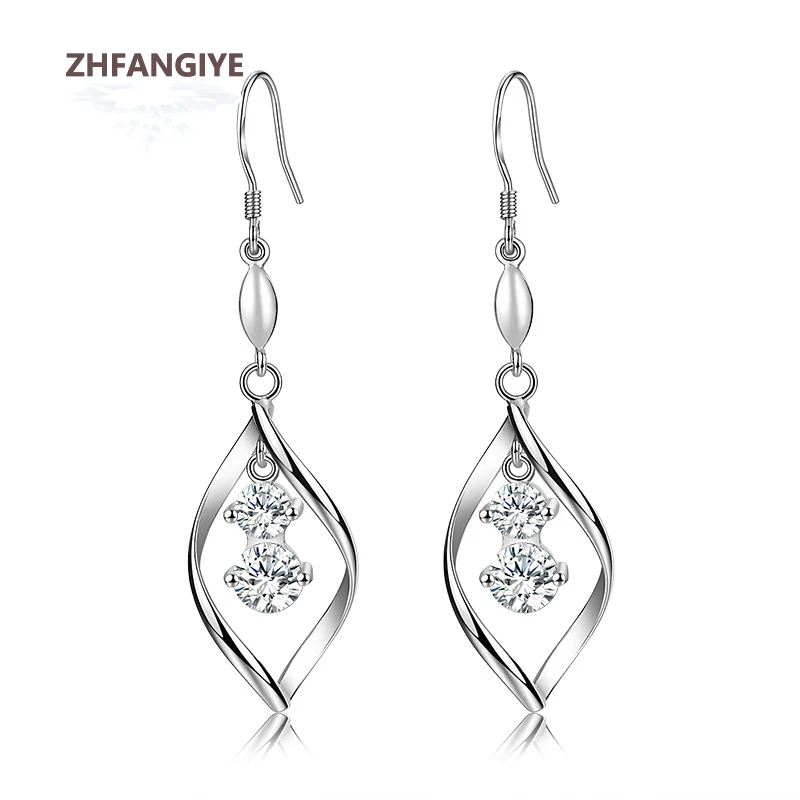 

Fashion Women Drop Earrings 925 Silver Jewelry with Zircon Gemstone Earrings Accessories for Wedding Party Ornament Wholesale