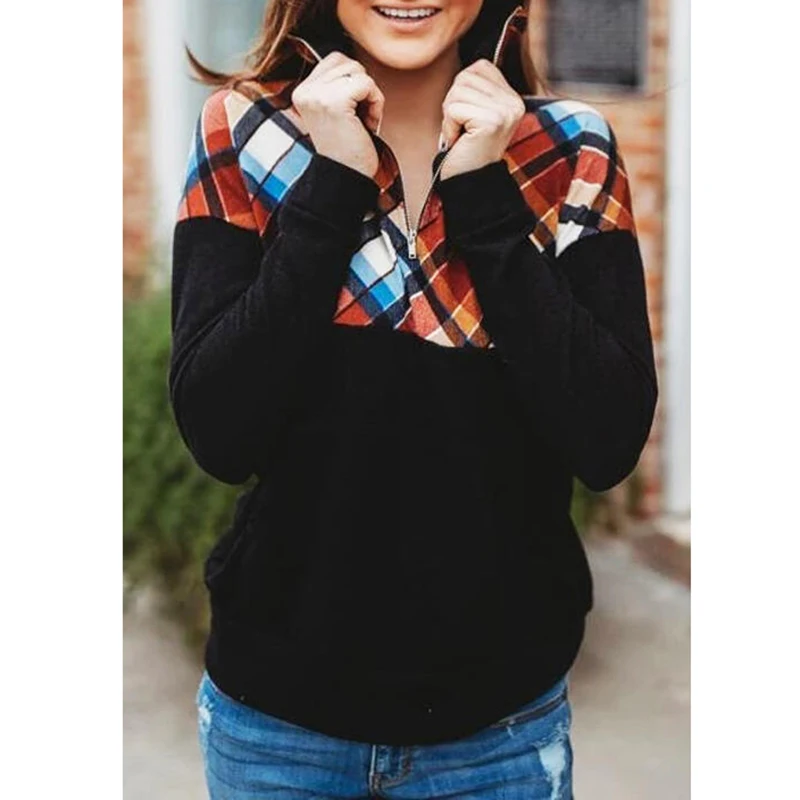 

Бесплатная доставка Осень и зима новый пуловер Повседневный популярный женский свитер на молнии с длинным рукавом с принтом Топ в полоску ...