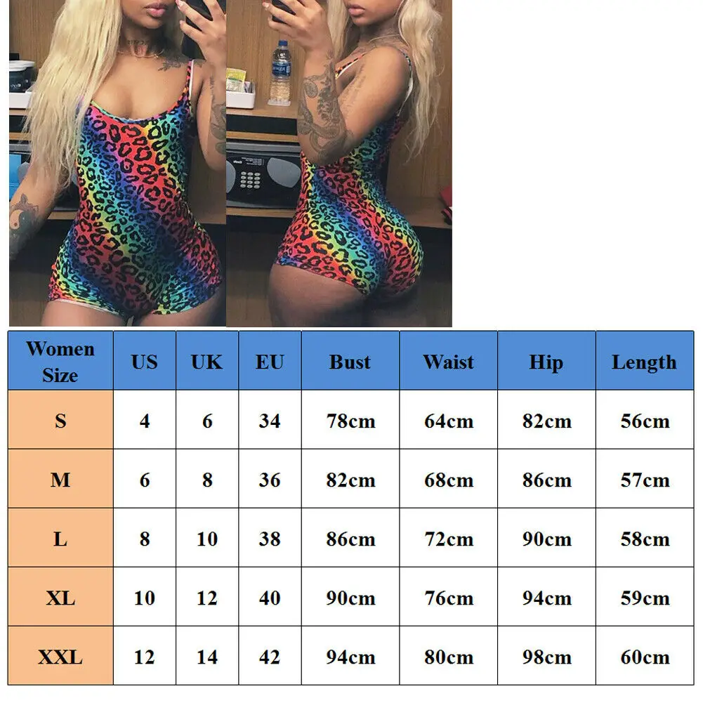 

Women Sleeveless Bandage Bodysuit Leopard Tops Blouse Summer Sexy Ladies Beach Swimwear Jumpsuit Rompers New