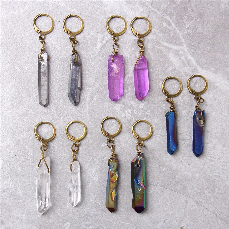 Модные серьги с кристаллами капли из натурального камня для женщин Длинные