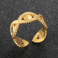 fashion adjustable rings with opening round eyes for women men couples ring geometric stainless steel gold punk jewelry gift new