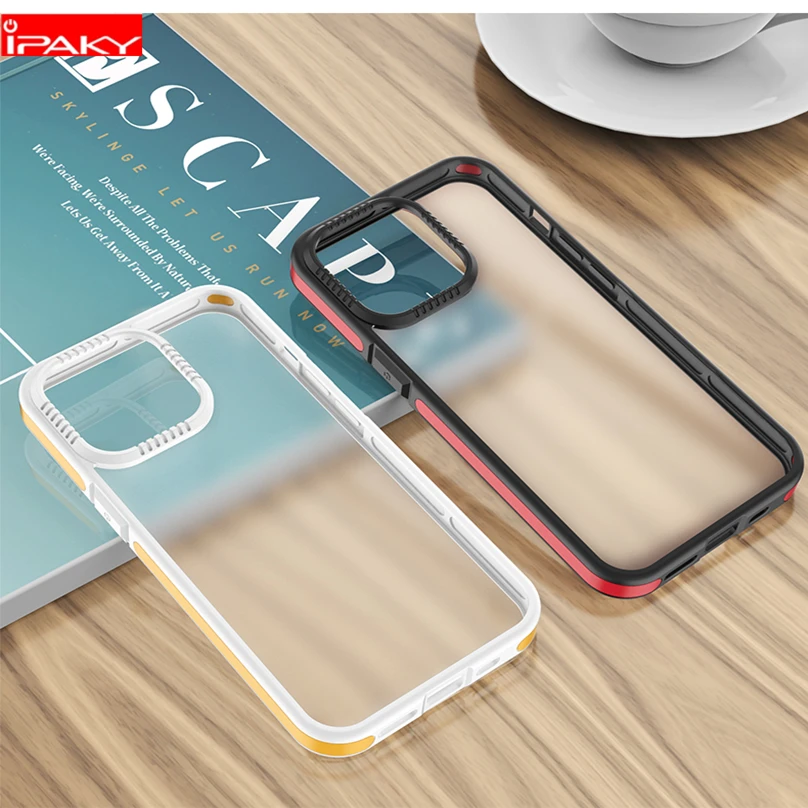 

for iPhone 13 Case IPAKY 13 Pro Mini Color Contrast Matte Transparent 0.6mm Lens Shockproof Cover for iPhone 13 Pro Max Case