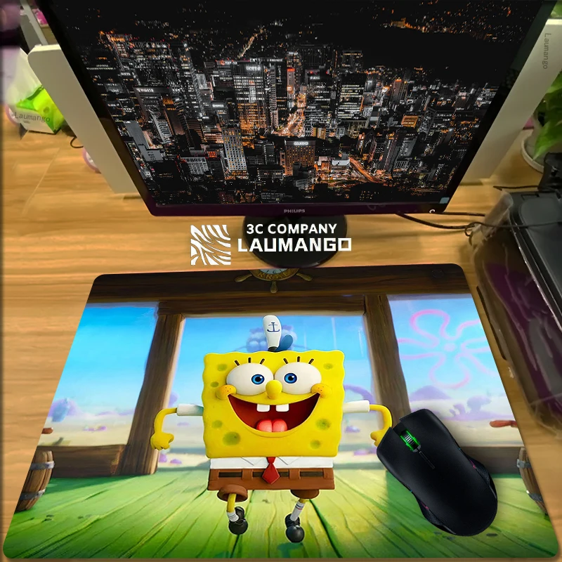 

SpongebobS Desk Mat Gaming Mouse Pad Anime Mousepad Gamer Gamers Accessories Varmilo Cs Go Mouse for Computer Table Mausepad
