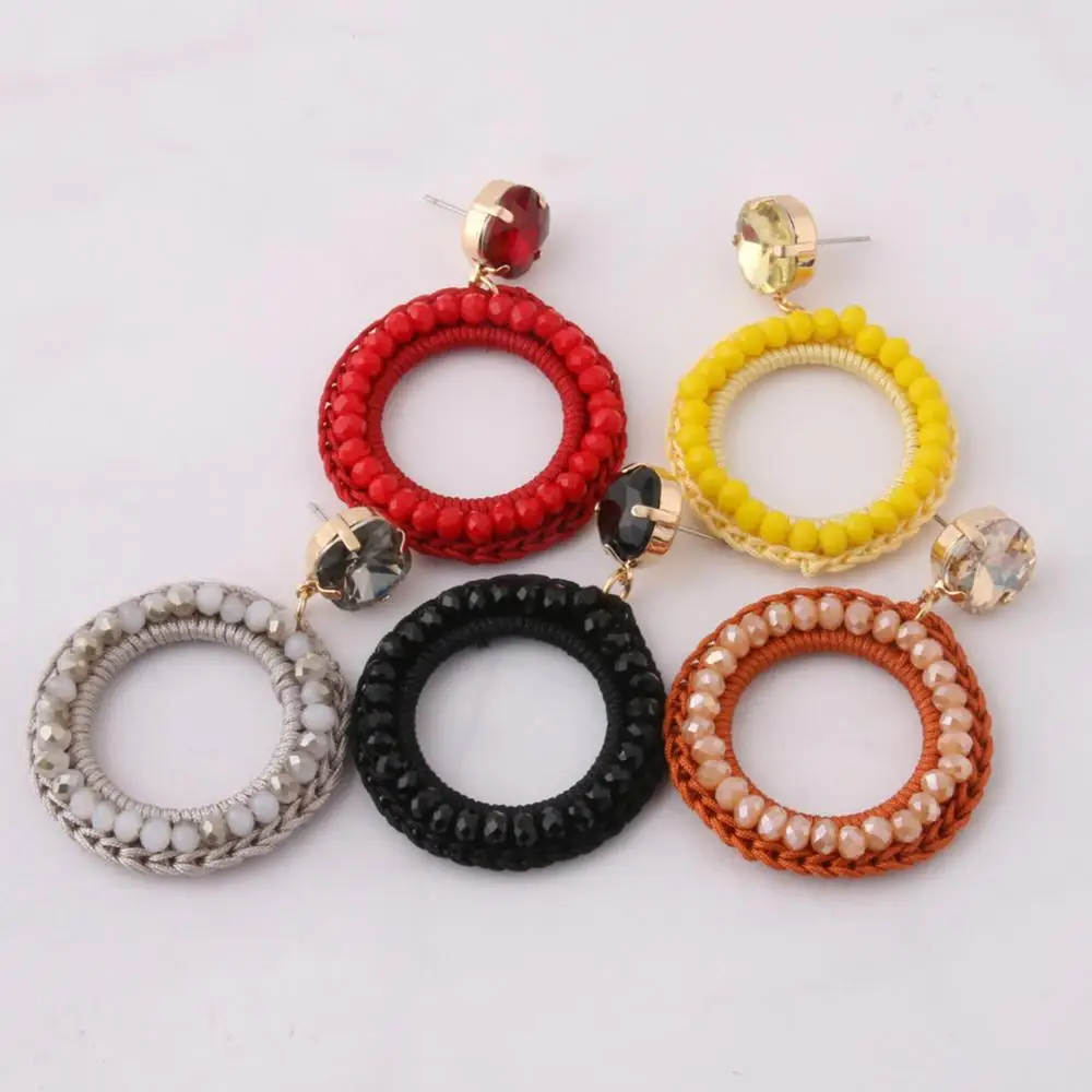 

Oorbellen Handmade Crystal Round Drop Earrings For Women Fashion Office Casual Earrings Hot Jewelry Bijoux Femme