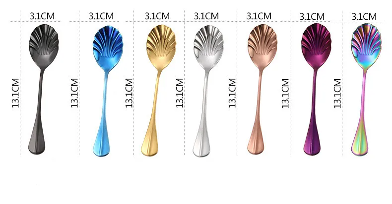 4 шт. в форме раковины чайные ложки из нержавеющей стали кофейные мороженое сахар